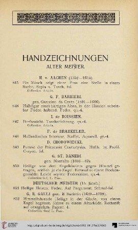 Handzeichnungen alter Meister (Nr. 845-869)
