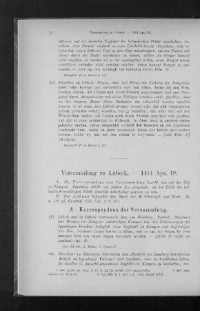 Versammlung zu Lübeck. - 1444 Apr. 19.