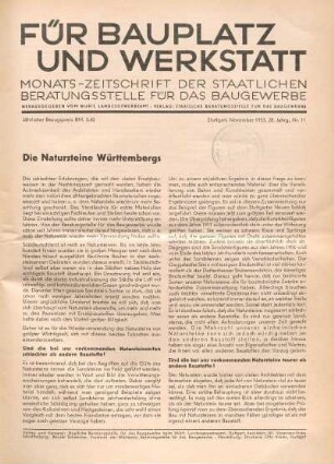 Die Natursteine Württembergs