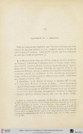 II. Manuscrits de la chronique
