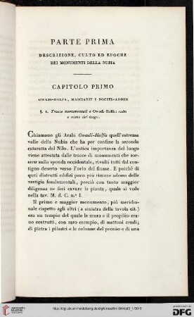 Parte prima: Descrizione, culto ed epoche dei monumenti della Nubia