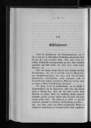 IX. Schlußwort.