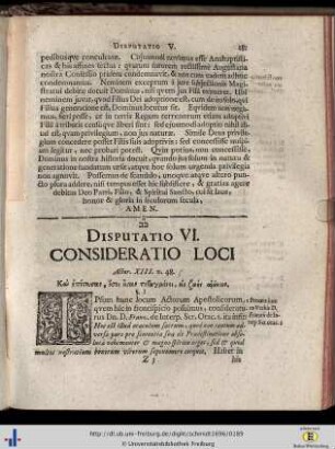 VI. Consideratio Loci.