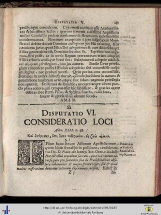 VI. Consideratio Loci.