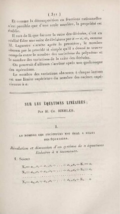 Sur les équations linéaires.