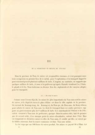 III. De la production en métaux du Yun-nan