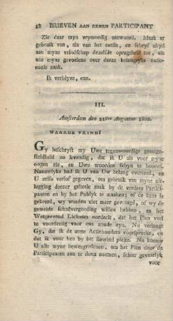 III. Amsterdam den 21sten Augustus 1802