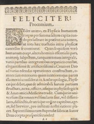 Feliciter! Prooemium.