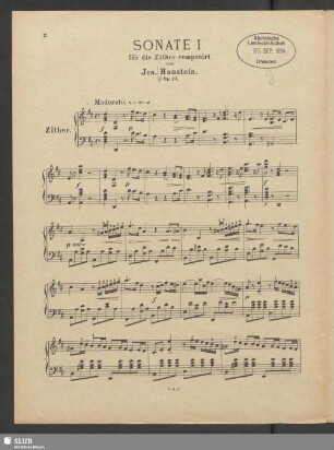 Sonate 1 für die Zither componiert