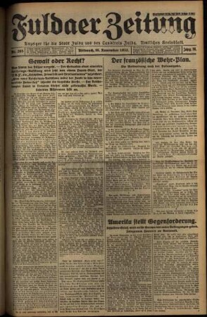 Erste Ausgabe vom Mittwoch, den 16. November 1932.
