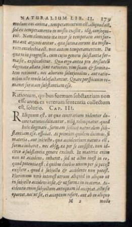 Rationum, quibus formam substantiam non esse antea ex veterum sententia collectum est, solutio. Cap. III.