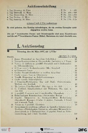 1. Auktionstag Dienstag, den 16. März 1937, ab ½ 3 Uhr (Nr. 1-425)
