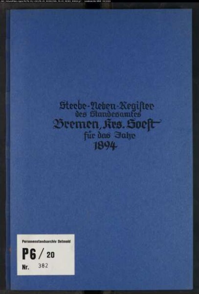 Sterberegister Standesamt Bremen
