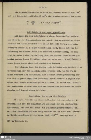 Ermittlung der spez. Oberfläche