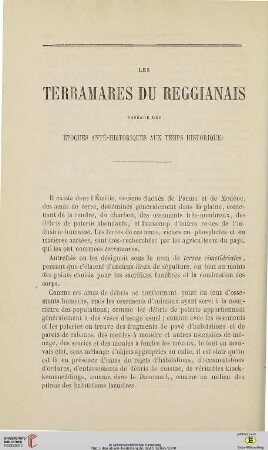 N.S. 11.1865: Les terramares du reggianais, [1] : passage des époques anté-historiques aux temps historiques
