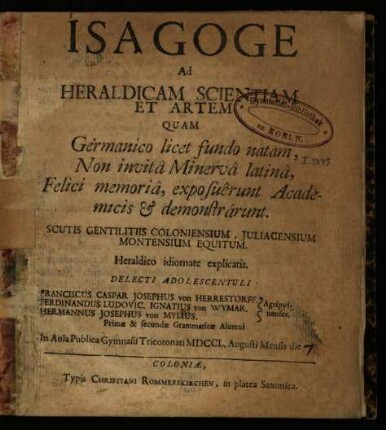 Isagoge Ad Heraldicam Scientiam Et Artem
