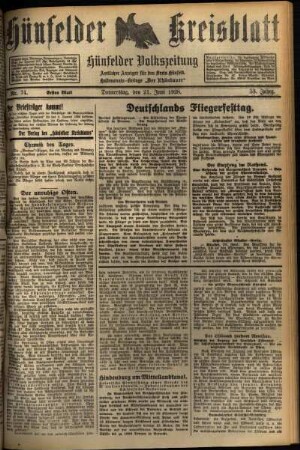 Erste Ausgabe vom Donnerstag, den 21. Juni 1928.