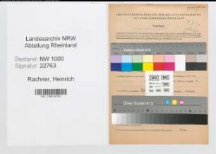 Entnazifizierung Heinrich Rachner, geb. 18.12.1910 (Verm.Inspektor)