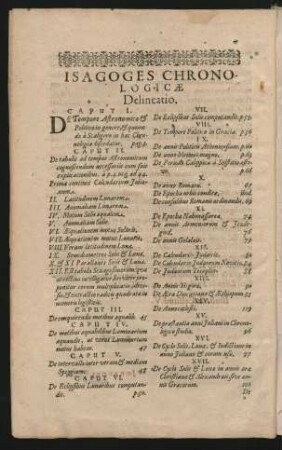 Isagoges Chronologicae Delineatio