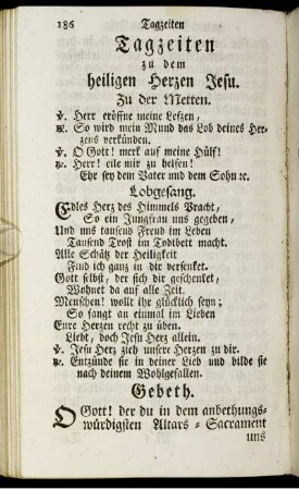 Tagzeiten zu dem heiligen Herzen Jesu.