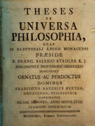 Theses ex universa philosophia