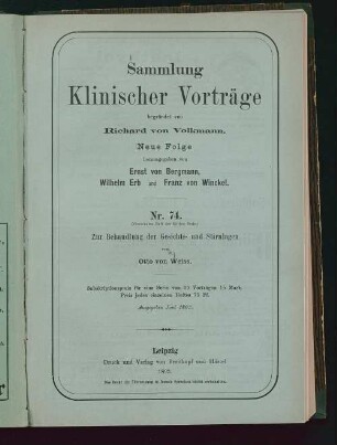 Zur Behandlung der Gesichts- und Stirnlagen