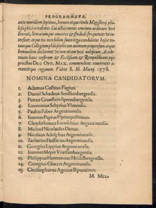 Nomina Candidatorum.