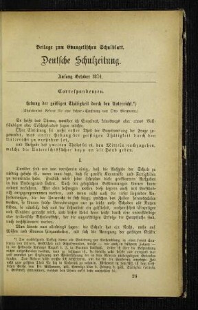 Hebung der geistigen Thätigkeit durch den Unterricht : (einleitendes Referat für eine Lehrer-Conferenz)