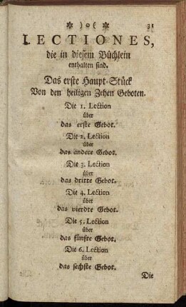 Lectiones, die in diesem Büchlein enthalten sind.