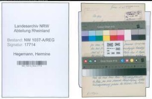 Entnazifizierung Hermine Hegemann , geb. 18.07.1880 ()