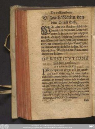 D. Joach. Mörlin/ von dem Beruff Gob.
