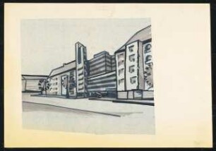 Autosilo, Uhlandstraße, Berlin-Charlottenburg: Perspektivische Straßenansicht Variante B