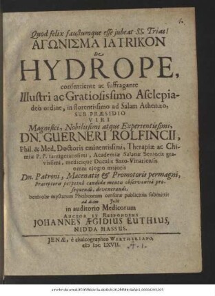 Agōnisma Iatrikon De Hydrope