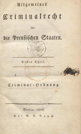 Theil 1: Criminal-Ordnung