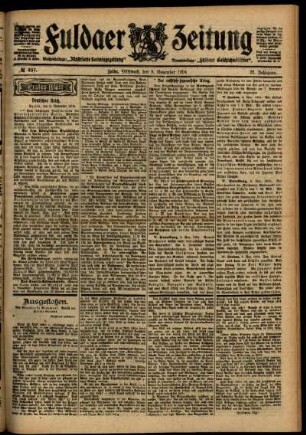 Erste Ausgabe vom Mittwoch, den 09. November 1904.
