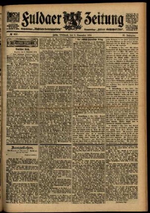 Erste Ausgabe vom Mittwoch, den 09. November 1904.
