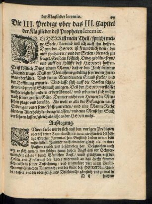 Die III. Predigt uber das III. Capitel der Klaglieder deß Propheten Ieremiae.