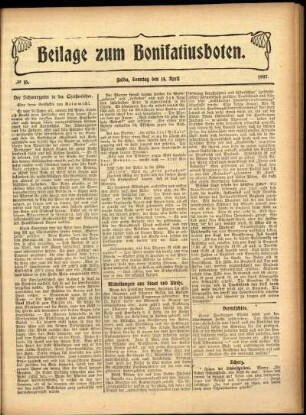 Zweite Ausgabe vom Sonntag, den 14. April 1907.