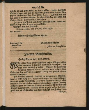 Zweytes Sendschreiben.