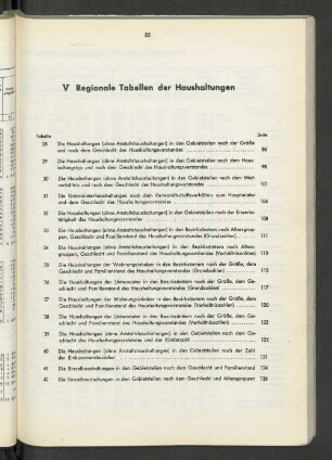 V Regionale Tabellen der Haushaltungen