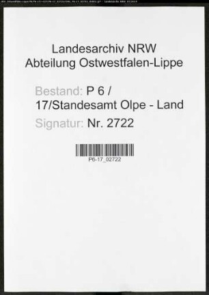 Sterberegister Standesamt Olpe-Land