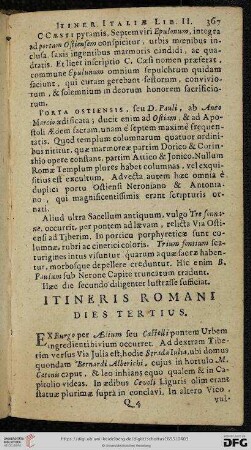 Itineris Romani. Dies tertius