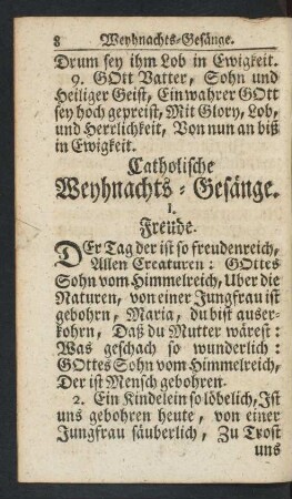 Catholische Weyhnachts-Gesänge.