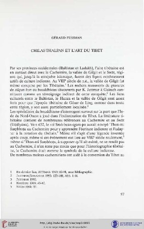Chilas - Thalpan et l'art du Tibet