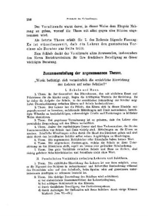 Zusammenstellung der angenommenen Thesen : [Protokolle der Verhandlungen]