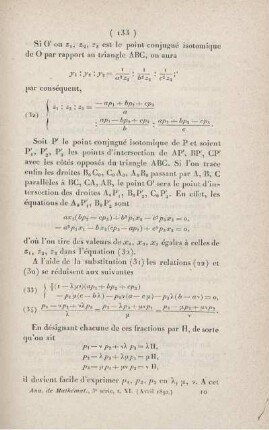Sur quelques propriétés du triangle. [Fortsetzung]