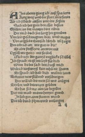 Ains abents gieng ich auß spacieren Ringweiß umb die statt zu riefieren ...