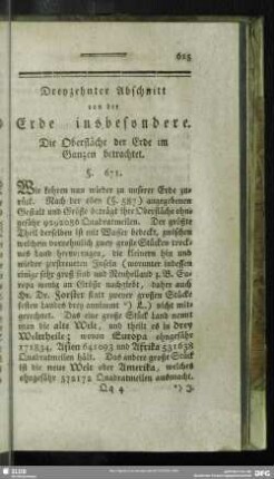 Dreyzehnter Abschnitt von der Erde insbesondere. Die Oberfläche der Erde im Ganzen betrachtet