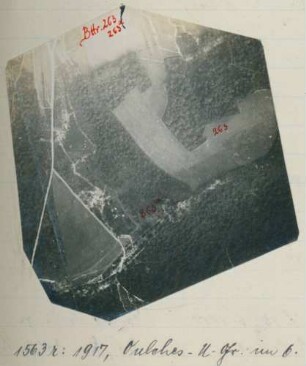 Foto feindlicher Batterien im "Oulcher-Wald" nördlich des Château de Blanc Sablon (Luftbild)