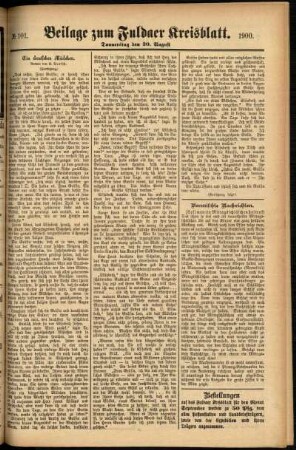 Zweite Ausgabe vom Donnerstag, den 30. August 1900.